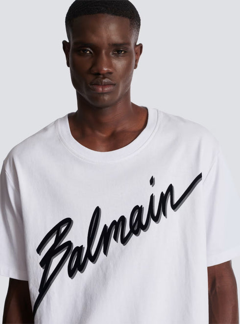 BALMAIN FLOCKED LETTER LOGO T-SHIRT